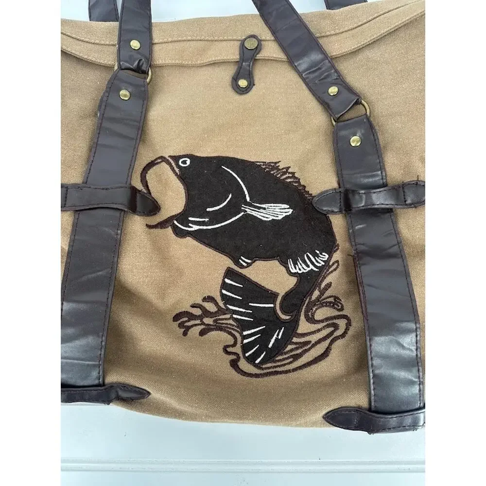 Canvas Tan Cotton Twill Duffle‎ Bag Fish Fishing Outdoor Camping Hunting Travel